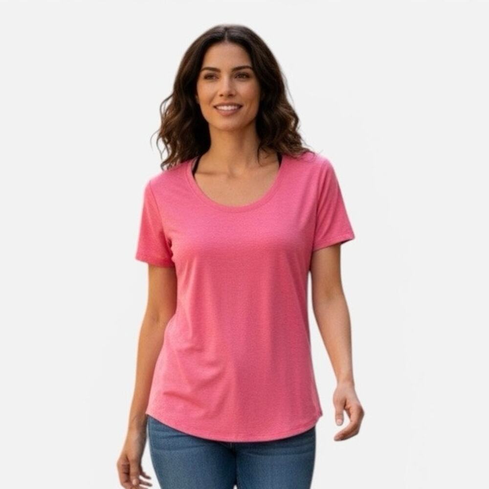 RBX Activewear Shirt Womens Small Pink Performance Short Sleeve V-Neck Pullover